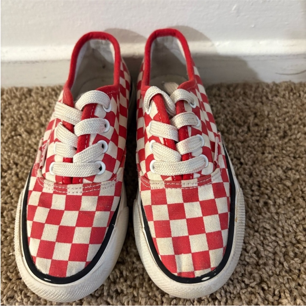 Kids Red Checkered Sneakers